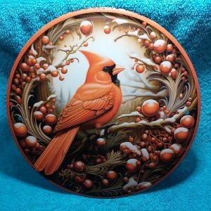 Metal red cardinal sign bird animal cute garden decor wall art